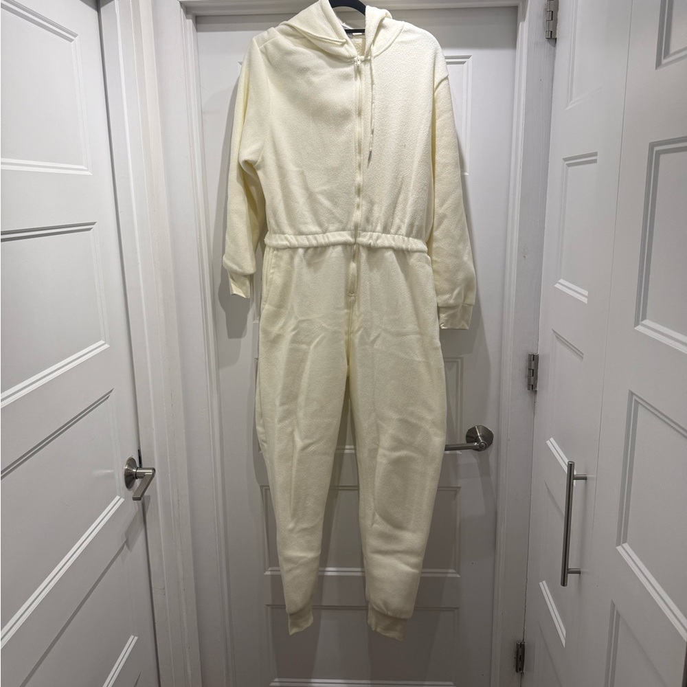 WeWoreWhat Off-White Hooded Jumpsuit